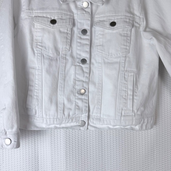 HME Womens Classic Denim Jacket White XL Button Front Trucker Style - Picture 4 of 8